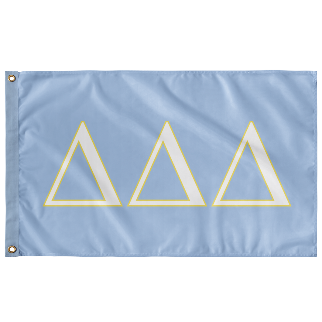 Delta Delta Delta Sorority Flag - Oxford Blue, White & Lemon Yellow