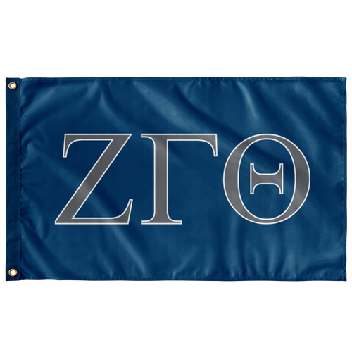 Zeta Gamma Theta Fraternity Flag - Colonial Blue, Metal & White