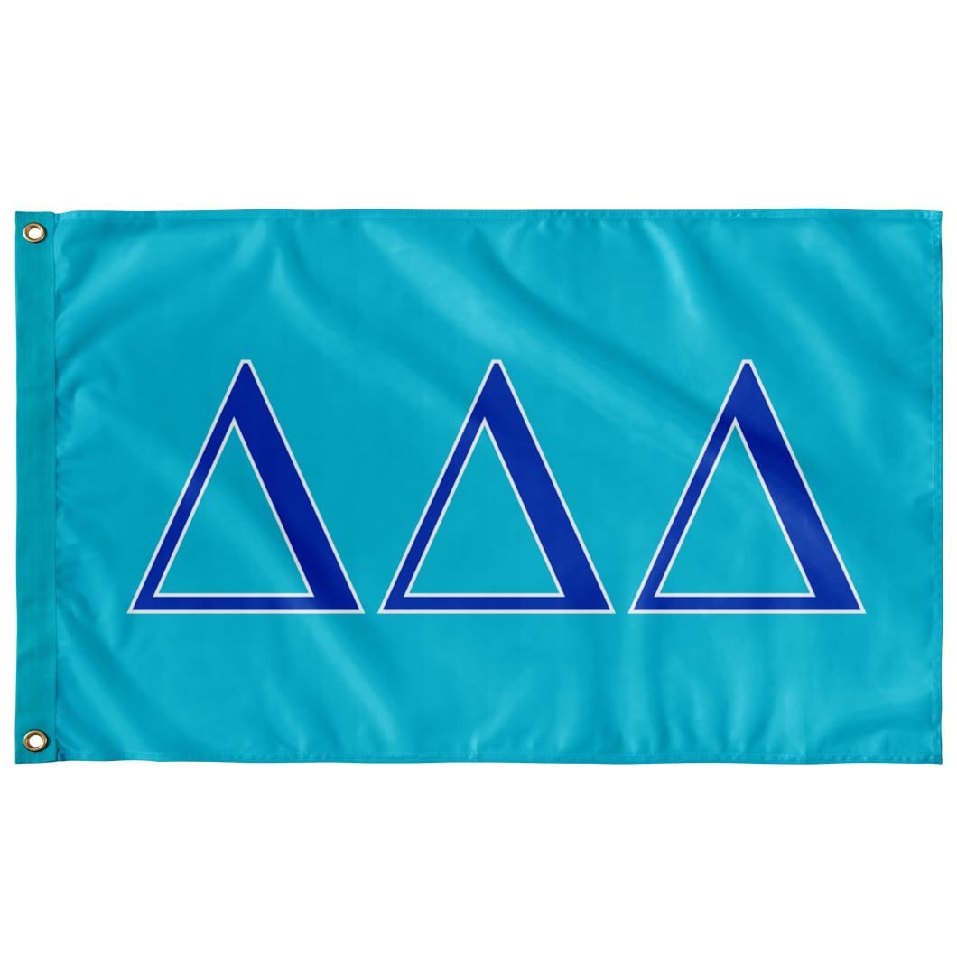 Delta Delta Delta Sorority Flag - Bright Blue, Cerulean Blue & White