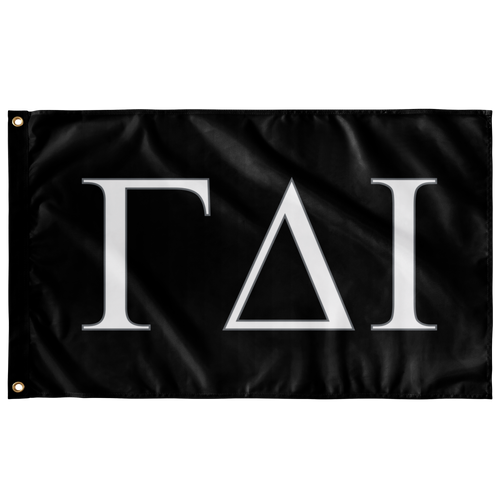 Gamma Delta Iota Greek Flag - Black, White & Metal