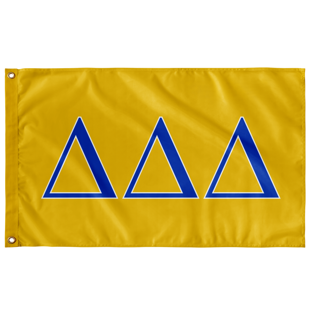 Delta Delta Delta Sorority Flag - Gold, Cerulean Blue & White