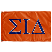 Load image into Gallery viewer, Sigma Iota Delta Greek Flag - Orange, Royal &amp; White