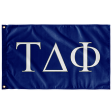 Load image into Gallery viewer, Tau Delta Phi Fraternity Flag - Royal, White &amp; Silver Grey