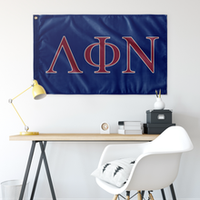Load image into Gallery viewer, Lambda Phi Nu Fraternity Flag - Navy, Maroon &amp; Ivory
