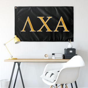 Lambda Chi Alpha Fraternity Flag - Black, Light Gold & White