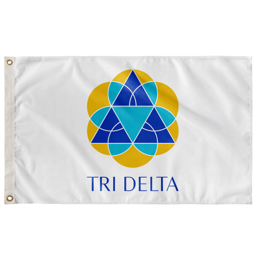 Tri Delta Vertical Logo Sorority Flag - White