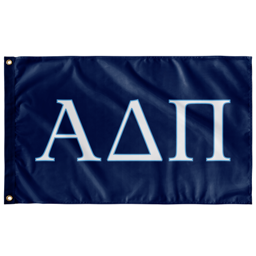Alpha Delta Pi Sorority Letter Flag - Midnight, White & Adelphean Blue