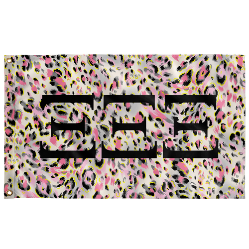 Xi Xi Xi Pink Leopard Sorority Flag