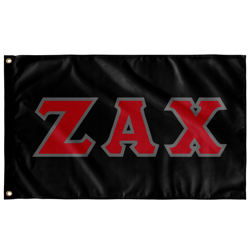 Zeta Alpha Chi Greek Block Flag - Black, Red & Silver Grey