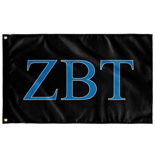 Zeta Beta Tau Fraternity Flag - Black, Turquoise & White