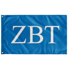Load image into Gallery viewer, Zeta Beta Tau Fraternity Flag - Turquoise, White &amp; Silver