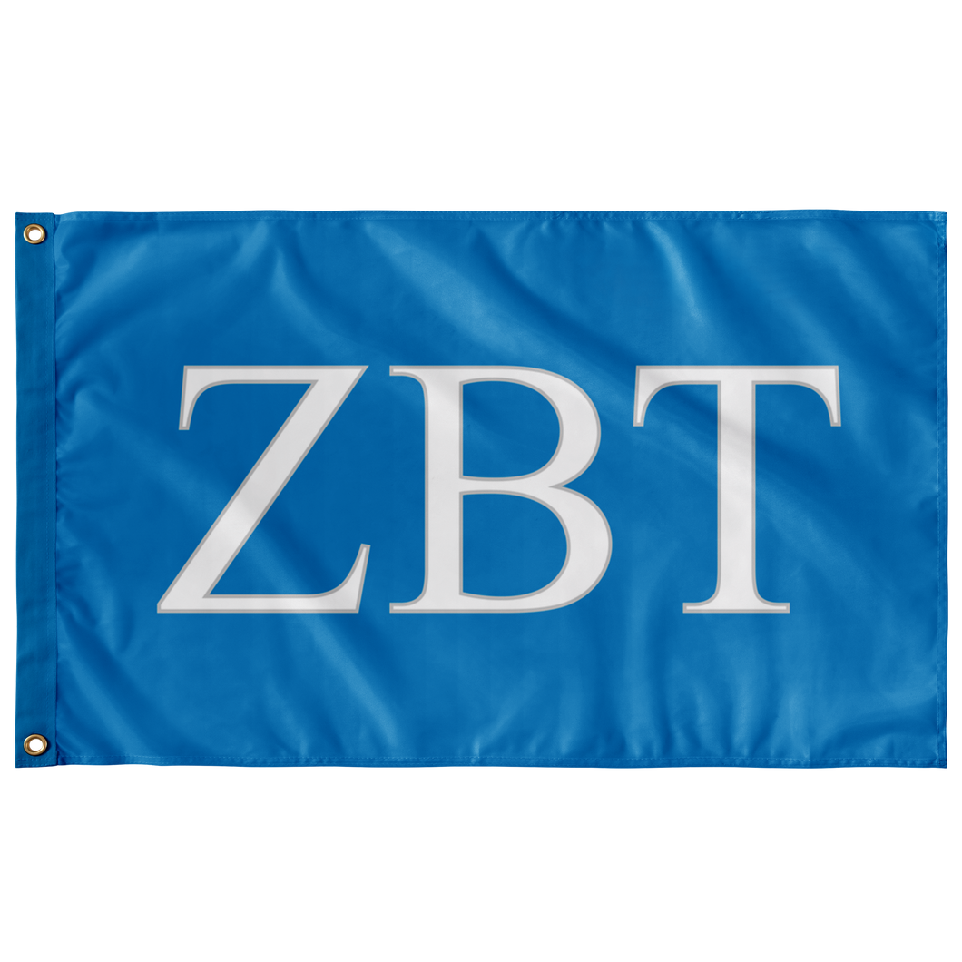 Zeta Beta Tau Fraternity Flag - Turquoise, White & Silver