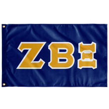 Load image into Gallery viewer, Zeta Beta Xi Greek Block Flag - Royal, Light Gold &amp; White