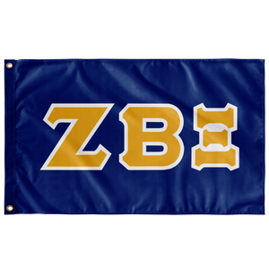 Zeta Beta Xi Greek Block Flag - Royal, Light Gold & White