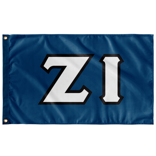 Zeta Iota Greek Block Flag - Colonial Blue, White & Black