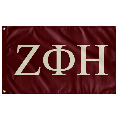 Zeta Phi Eta Fraternity Flag - Foliage Rose & Cream