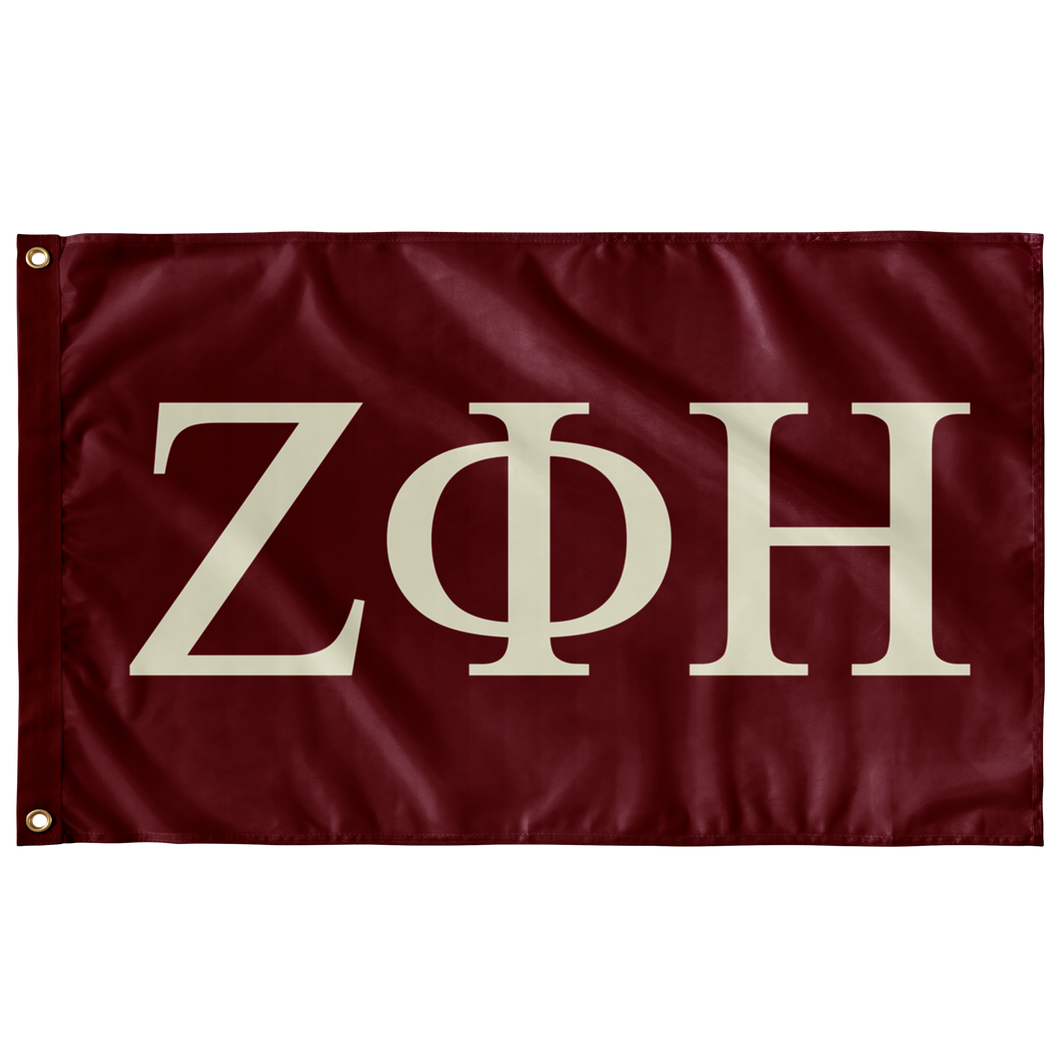 Zeta Phi Eta Fraternity Flag - Foliage Rose & Cream