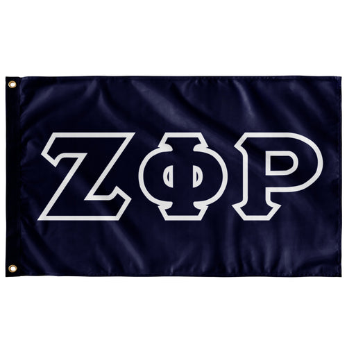 Zeta Phi Rho Greek Block Flag - Navy & White