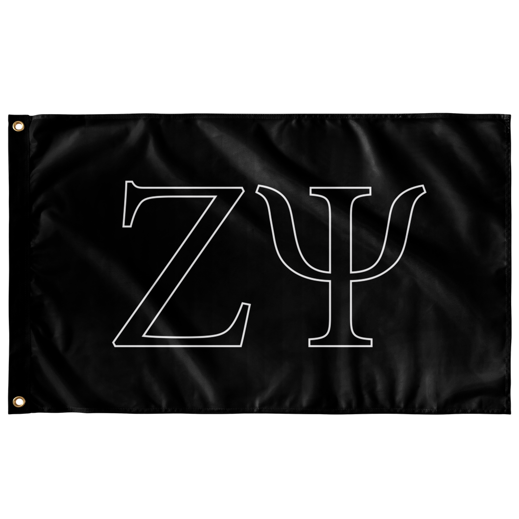 Zeta Psi Fraternity Letter Flag - Pure Black & Pure White