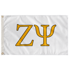 Load image into Gallery viewer, Zeta Psi Fraternity Letter Flag - White, Yellow &amp; Black