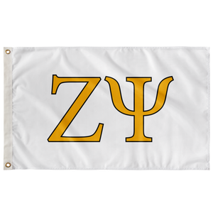 Zeta Psi Fraternity Letter Flag - White, Yellow & Black