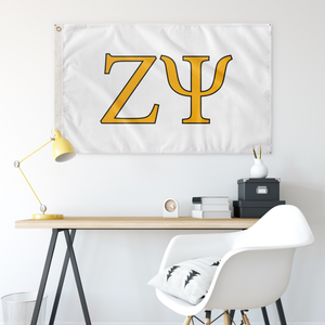 Zeta Psi Fraternity Letter Flag - White, Yellow & Black