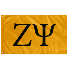Load image into Gallery viewer, Zeta Psi Fraternity Letter Flag - Zeta Psi Gold &amp; Pure Black