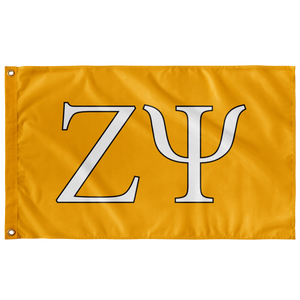 Zeta Psi Fraternity Letter Flag - Zeta Psi Gold. Pure White & Pure Black