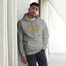 Load image into Gallery viewer, Zeta Psi Premium Hoodie With Gold &amp; Black Greek Letters