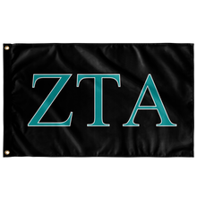 Load image into Gallery viewer, Zeta Tau Alpha Sorority Flag - Black, Teal &amp; White