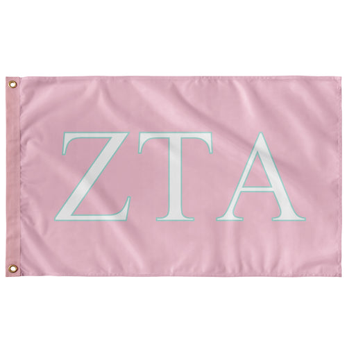 Zeta Tau Alpha Sorority Flag - Azalea, White & Mystic Ocean