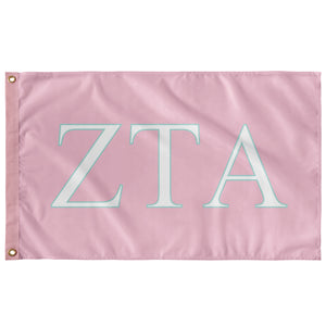 Zeta Tau Alpha Sorority Flag - Azalea, White & Mystic Ocean