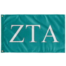 Load image into Gallery viewer, Zeta Tau Alpha Sorority Flag - Teal, White &amp; Silver