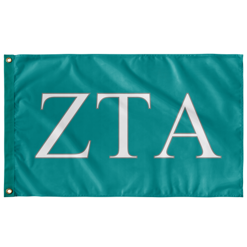 Zeta Tau Alpha Sorority Flag - Teal, White & Silver