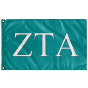 Zeta Tau Alpha Sorority Flag - Teal, White & Silver