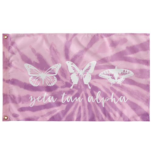 Zeta Tau Alpha Tie-Dye Butterfly Flag