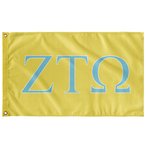 Zeta Tau Omega Sorority Flag - Lemon Yellow, Aqua & White