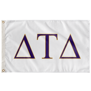 Delta Tau Delta Fraternity Flag - White, Explorer Purple & Explorer Gold