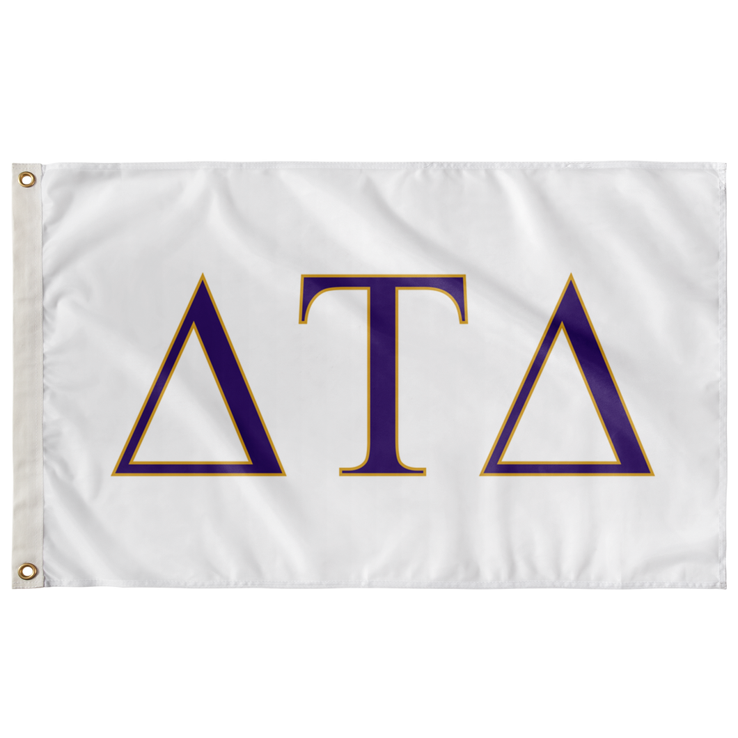Delta Tau Delta Fraternity Flag - White, Explorer Purple & Explorer Gold