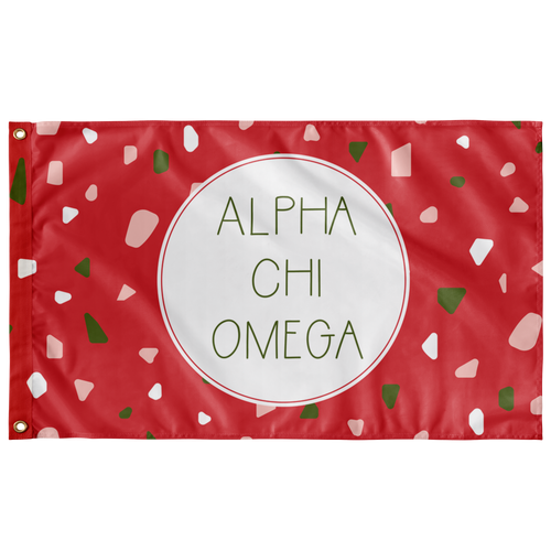 Alpha Chi Omega Terrazzo Sorority Flag - Red