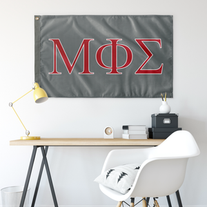 Mu Phi Sigma Fraternity Flag - Silver, Red & White